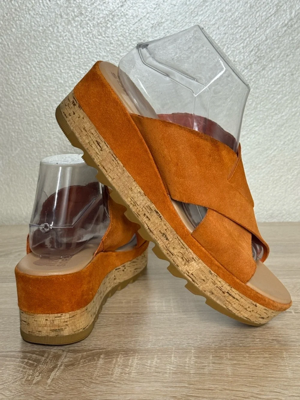 Sorel Women’s 10.5 Cameron Platform Sun Orange Suede Mules Platform Wedge